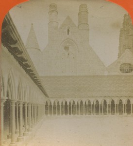 France Mont Saint Michel Abbey Cloister Old Photo Stereo 1890
