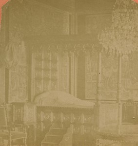 France Pau Castle Henri IV Bedroom & Bed Old Photo Stereo 1890