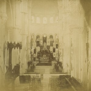 France Paray le Monial Church interior Old Photo Stereo 1890