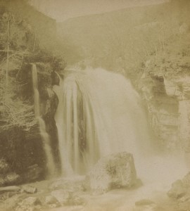 France Isere Cascade de Sassenage waterfall Old Photo Stereo 1890
