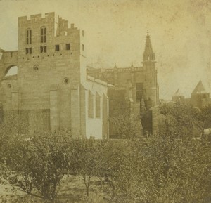 France Carcassonne Saint Nazaire Cathedral Old Photo Stereo 1890
