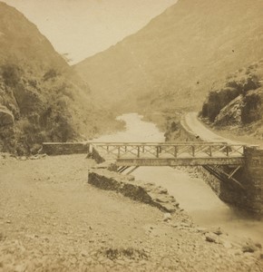 France Luchon le Pont du Roi Frontiere Espagnole Ancienne Photo Stereo Soulé 1890