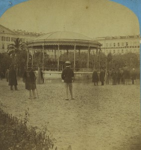 France Cote d'Azur Nice jardin public Ancienne Photo Stereo Neurdein 1890