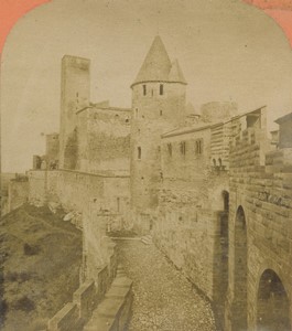 France Carcassonne Tour de Justice fortified city Old Photo Stereo Neurdein 1890