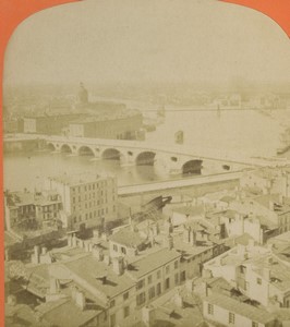 France Toulouse Panorama Pont-Neuf sur la Garonne Ancienne Photo Stereo Neurdein 1880