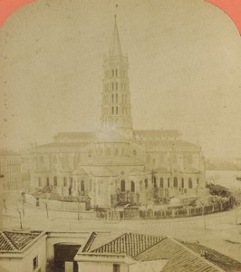 France Toulouse Basilique St Sernin abside Ancienne Photo Stereo Neurdein 1880