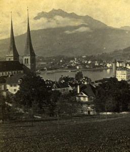 Switzerland Lucerne Mount Pilatus Mountain Old Adolphe Braun Photo 1870