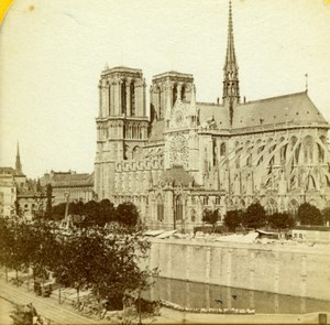 France Paris Notre-Dame Cathedral Old Jouvin Tissue Stereoview Photo 1870