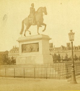 France Paris Henri IV Equestrian Statue Old Debitte Hervé Stereoview Photo 1870