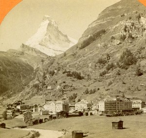 Switzerland Zermatt Valley Mont Cervin old Jullien Stereoview Photo 1885