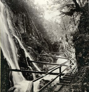 Germany Wimbachklamm Gorge Bavarian Alps Old Rottmayer Stereoview Photo 1900