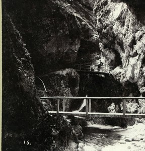 Germany Wimbachklamm Gorge Bavarian Alps Old Rottmayer Stereoview Photo 1900