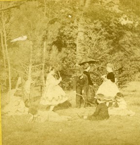 France Scene de Genre Children Outdoor Games Toys Old Stereoview Photo 1860
