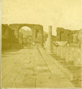 Italie Pompeii Pompei Forum Ruins Foro Old Stereoview Stereo Photo 1860