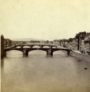 Italy Florence Firenze Panorama from Ponte Vecchio Sommer Stereoview Photo 1860