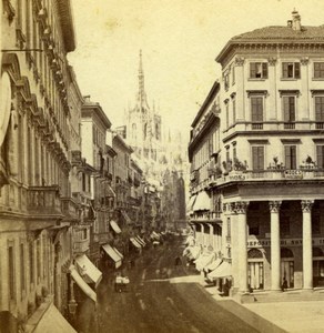 Italy Milan Milano Street Shops Old Giorgio Sommer Stereoview Photo 1860