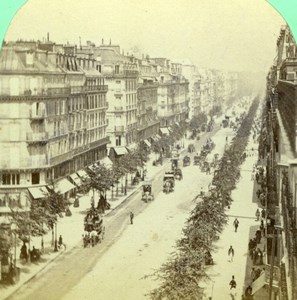 France Paris Boulevard Sebastopol Old Stereoview Photo 1860