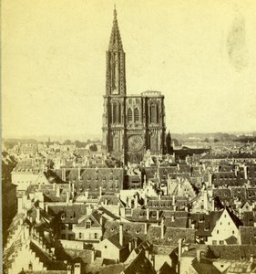 France Strasbourg Cathedral Panorama Old Stereoview Photo 1867