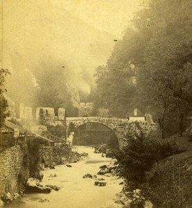 France Grande Chartreuse River Bridge Old Adolphe Braun Stereoview Photo 1860