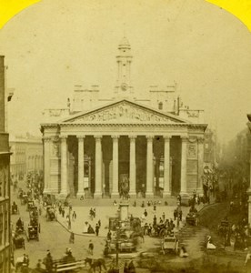 London Busy Royal Exchange Old Valentine Blanchard Stereoview Photo 1860