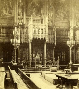 London Houses of Parliament House of Lords Interior Old Stereoview Photo 1860