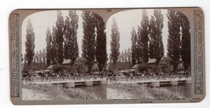 WWI Field Artillery crossing Bridge Realistic Travels Stereoview Photo 1914-1918