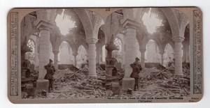 WWI Richebourg Cathedral Old Realistic Travels Stereoview Photo 1914-1918