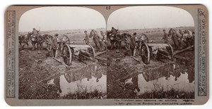 WWI Artillery Stuck in Mud Gun Old Realistic Travels Stereoview Photo 1914-1918