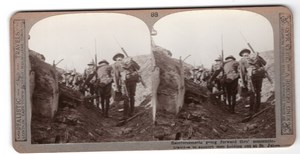 WWI St Julien Troops in Trenches Old Realistic Travels Stereoview Photo 1917