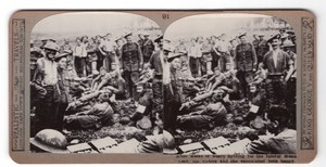 WWI Menin Road Ypres Troops Smiling Old Realistic Travels Stereoview Photo 1917