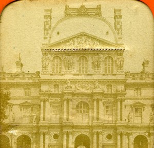 France Paris le Louvre Facade Old Photo Stereoview Tissue 1870
