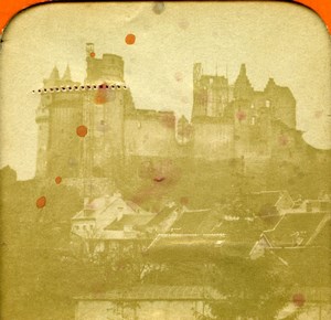 France Pierrefonds Castle before restauration Old Photo Stereoview Tissue 1870