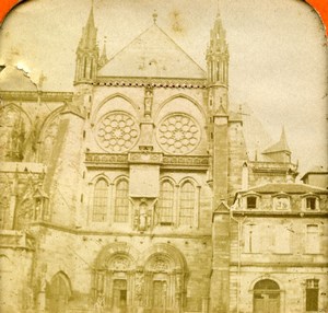 France Strasbourg Cathedral Old Photo Stereoview Tissue 1870