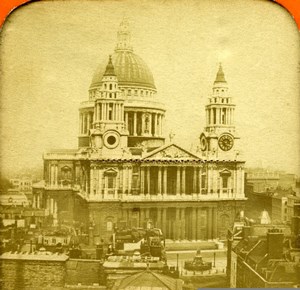 United Kingdom London St Paul's Cathedral Old Photo Stereoview Tissue 1870