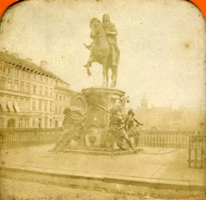 Germany Berlin Equestrian Statue Great Elector Old Photo Stereoview Tissue 1870