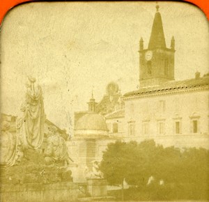 Italy Roma Fountain of Neptune Fontana del Nettuno Photo Stereoview Tissue 1870
