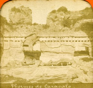 Italy Roma Rome Baths of Caracalla Old Photo Stereoview Tissue 1870