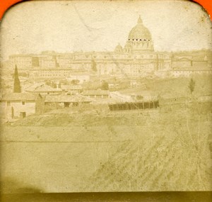 Italy Roma Rome Panorama Old Photo Stereoview Tissue 1870