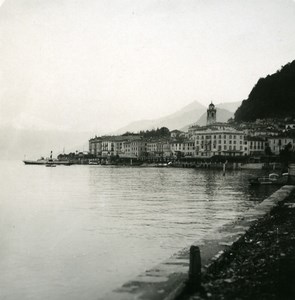 Italy Lake Como Bellagio Panorama from Britannia Hotel Old Stereoview Photo 1900