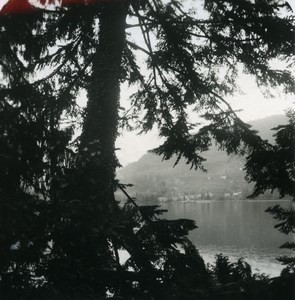 Italy Lake Como Varenna Panorama from Villa Carlotta Old Stereoview Photo 1900