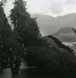 Italy Lake Como Bellagio Panorama from Villa Carlotta Old Stereoview Photo 1900