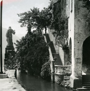 Italy Lake Como Lenno Villa del Balbianello Old Stereoview Photo 1900