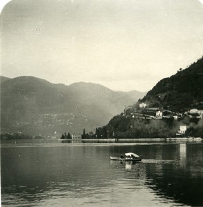 Italy Lake Como Como Cape Geno Boat Old Stereoview Photo 1900