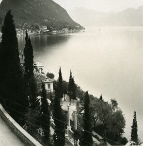 Italy Lake Como Varenna Panorama Fiumelatte Old Stereoview Photo 1900