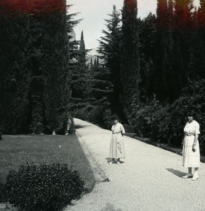 Italy Lake Como Lecco Villa San Martino Garden Photo Stereoview Possemiers 1920