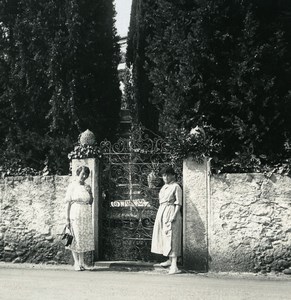 Italy Lake Como Lecco Villa San Martino Cypress Photo Stereoview Possemiers 1920