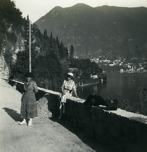 Italy Lake Como Blevio panorama Old Photo Stereoview Possemiers 1920