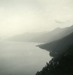 Italy Lake Maggiore Ronco towards Brissago Photo Stereoview Possemiers 1920