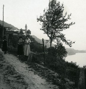 Italy Lake Maggiore near Ronco Old Photo Stereoview Possemiers 1920