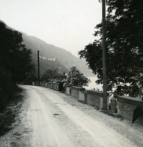 Italy Lake Maggiore Road near Ronco Old Photo Stereoview Possemiers 1920